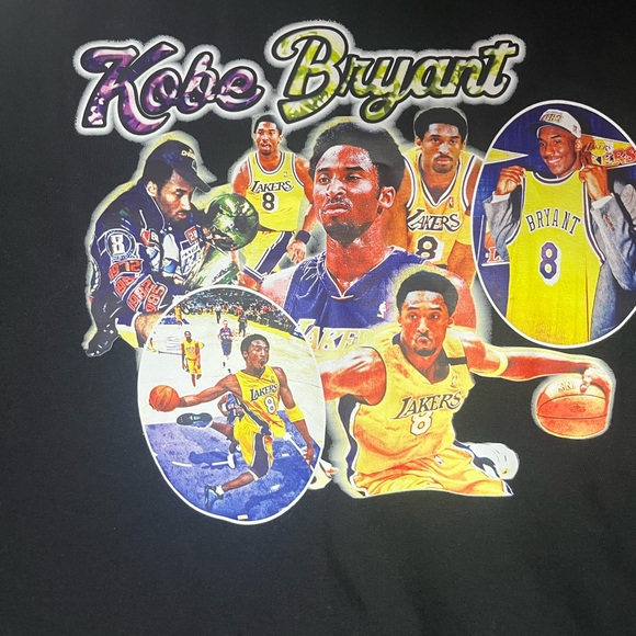 Kobe Bryant 90s Vintage Style Los Angeles Lakers Cotton T Shirt Size L Gildan - Picture 2 of 4